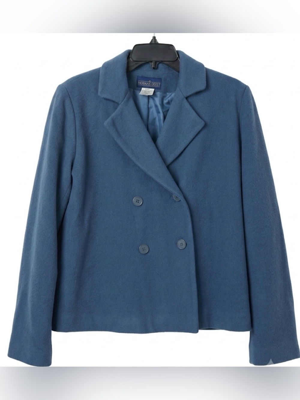 Herman Geist Wool Cashmere Blue Double Breasted Peacoat Women’s Size 12 VTG